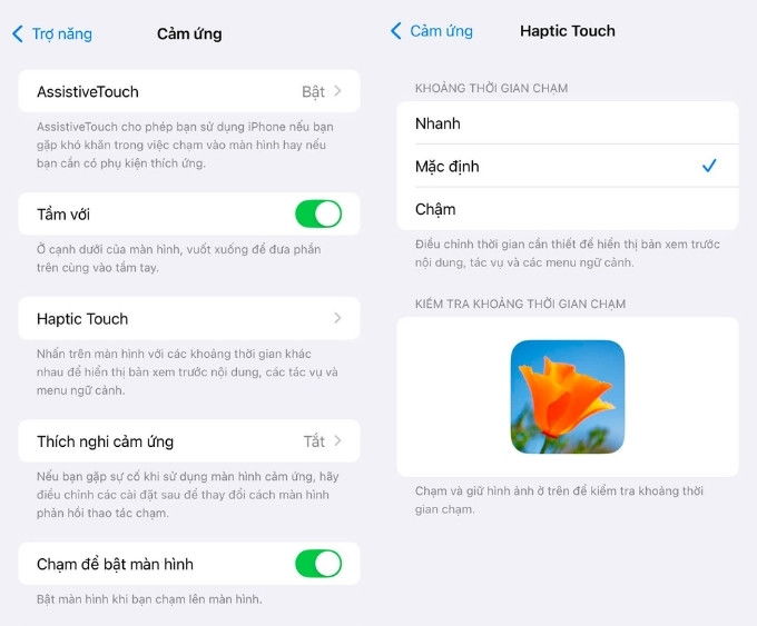 Cách điều chỉnh tốc độ Haptic Touch