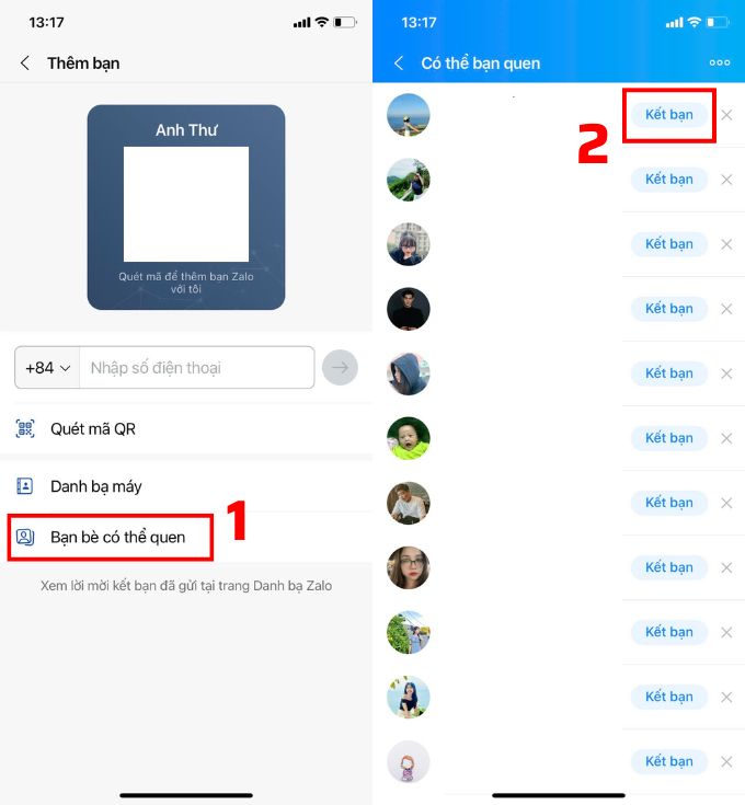 Cách tìm bạn trên Zalo qua tính năng Có thể bạn quen