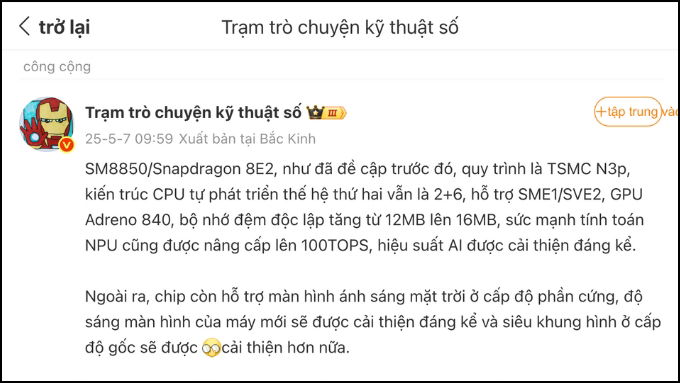 Tin đồn Snapdragon 8 Elite 2