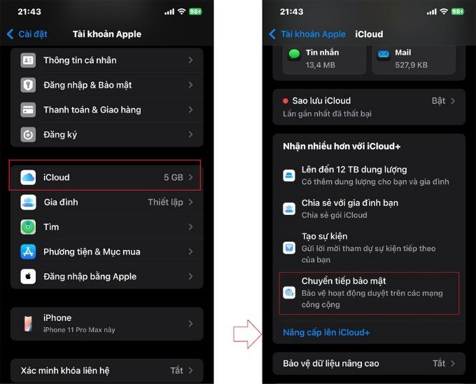 iCloud Private Relay (Chuyển tiếp bảo mật)