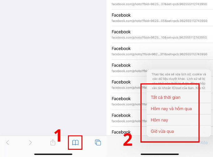 Xóa lịch sử tìm kiếm trên iPhone qua trình duyệt Safari