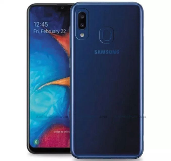 Mặt trước và mặt sau đều tương tự Galaxy A20