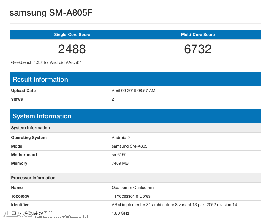 Galaxy A80 xuất hiện trên Geekbench, chuẩn bị ra mắt 