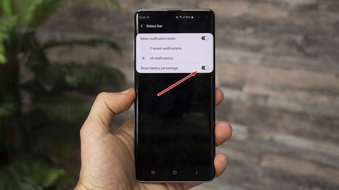 Cách kích hoạt tính năng hiển thị phần trăm pin trên các dòng Galaxy S10