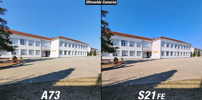 So sánh chi tiết camera Galaxy S21 FE và Galaxy A73 ống kính góc siêu rộng