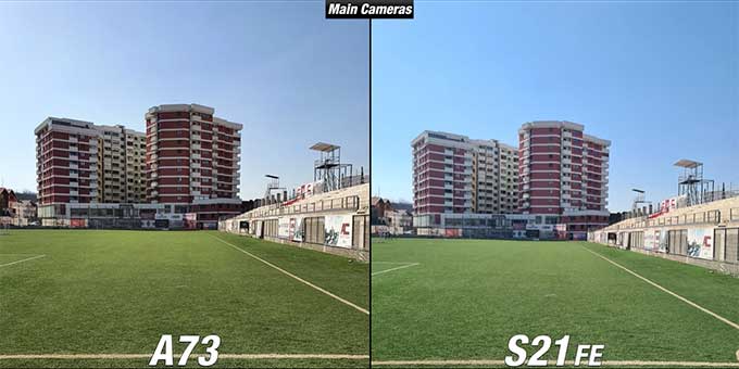 So sánh chi tiết camera Galaxy S21 FE và Galaxy A73 ống kính rộng