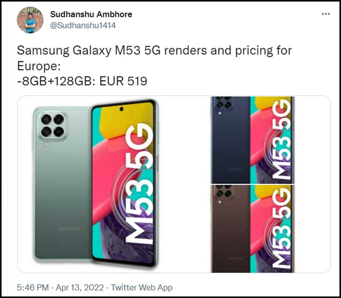 007Win nhà cái Galaxy M53 5G lộ giá bán cùng loạt thông số cấu hình dự đoán