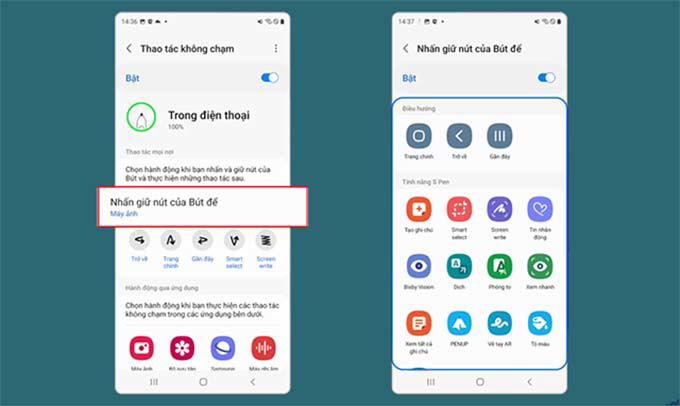 Thay đổi ứng dụng sẽ sử dụng với bút S Pen Galaxy S23