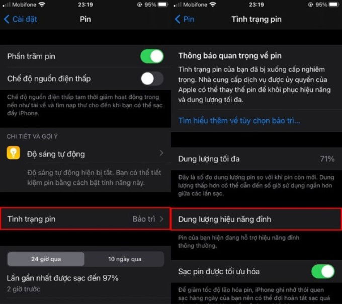 Kiểm tra tình trạng pin của iPhone