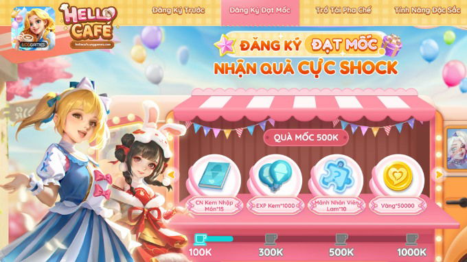 Sự kiện đăng ký trước game Hello Café