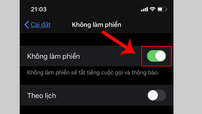Tắt chế độ không làm phiền trên iPhone