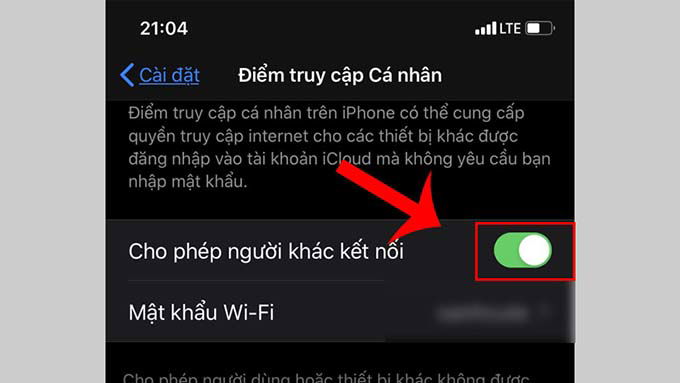 Tắt điểm truy cập cá nhân (Personal Hotspot)
