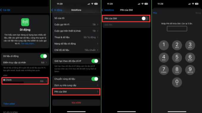 Bật khóa SIM trên iPhone