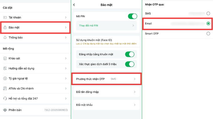 Nhận mã OTP qua email liên kết