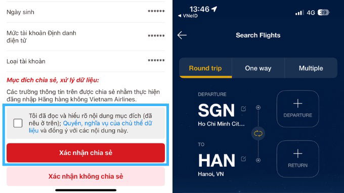 Cách mua vé máy bay trên VNeID