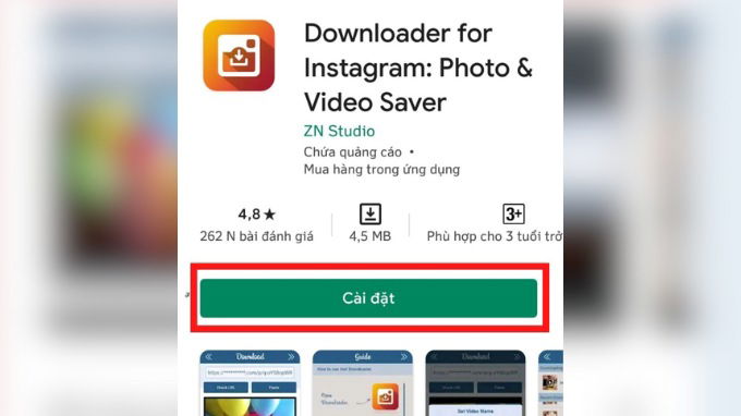 Tải video Instagram bằng Downloader for Instagram (Android)
