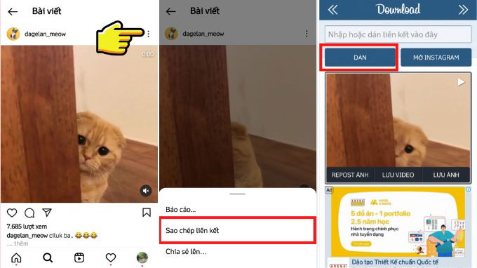 Tải video Instagram bằng Downloader for Instagram (Android)