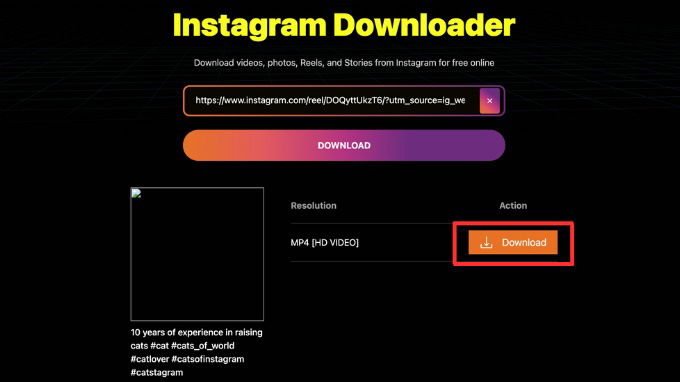 Cách tải video Instagram trên máy tính