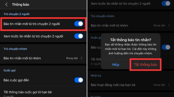 Cách tắt thông báo tin nhắn Zalo từ tất cả mọi người