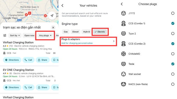Cách tìm trạm sạc xe điện trên Google Maps