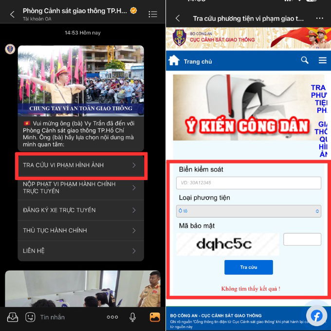 Cách kiểm tra phạt nguội trên Zalo