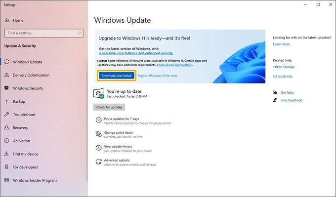 Cách update Win 11 từ Win 10 qua thông báo Windows Update
