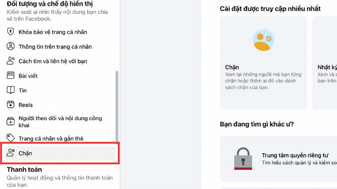 Cách xem danh sách chặn trên Facebook bằng máy tính