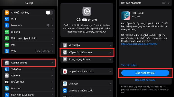 Cập nhật iOS lên phiên bản mới nhất