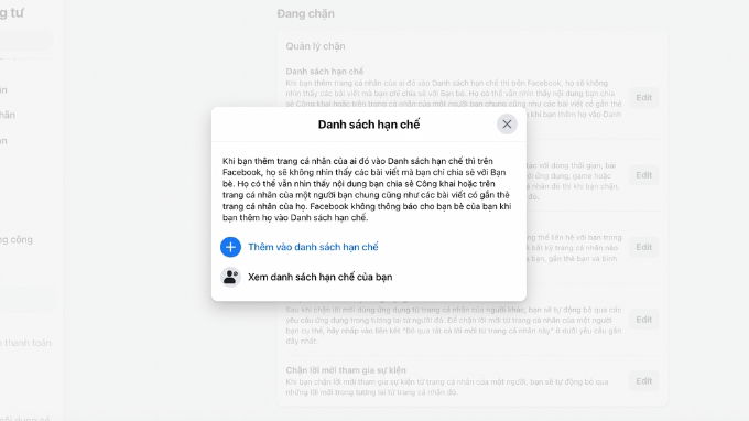 Giới thiệu tính năng xem danh sách chặn trên Facebook