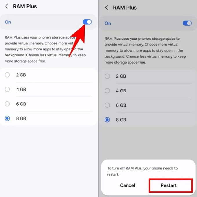Tắt tính năng RAM Plus trên Galaxy S25 FE