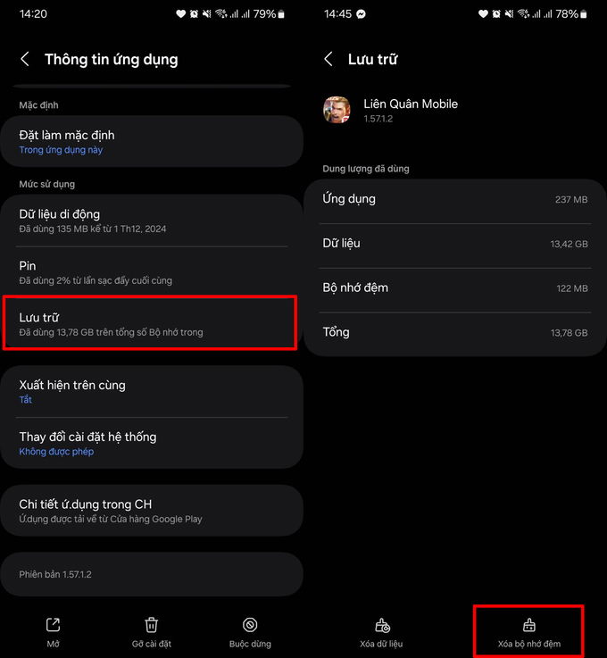Xóa bộ nhớ đệm của Liên Quân Mobile