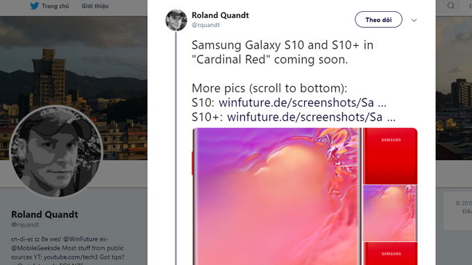 Galaxy S10 và S10 Plus màu Cardinal Red sẽ sớm được ra mắt