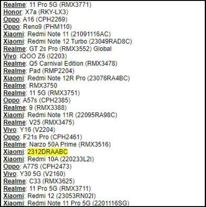 Xiaomi Redmi Note 13 xuất hiện trong cơ sở dữ liệu IMEI