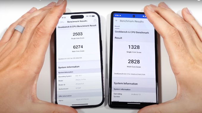 Điểm Geekbench 6 của iPhone 14 Pro hơn gấp 2 lần so với Google Pixel 7A