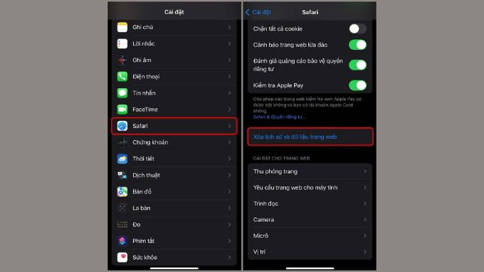 Xóa cookie và dữ liệu trình duyệt