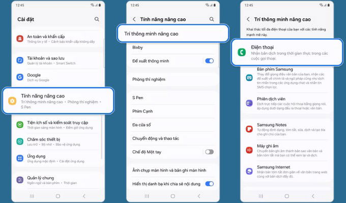 Bật Dịch trực tiếp trong các cuộc gọi trên Galaxy S24 và Galaxy S23
