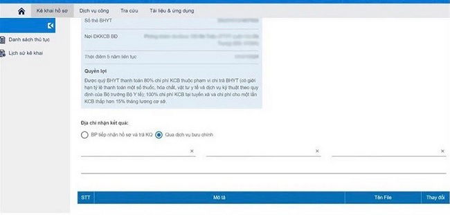 Bước 6 xin cấp lại thẻ BHYT thông qua website