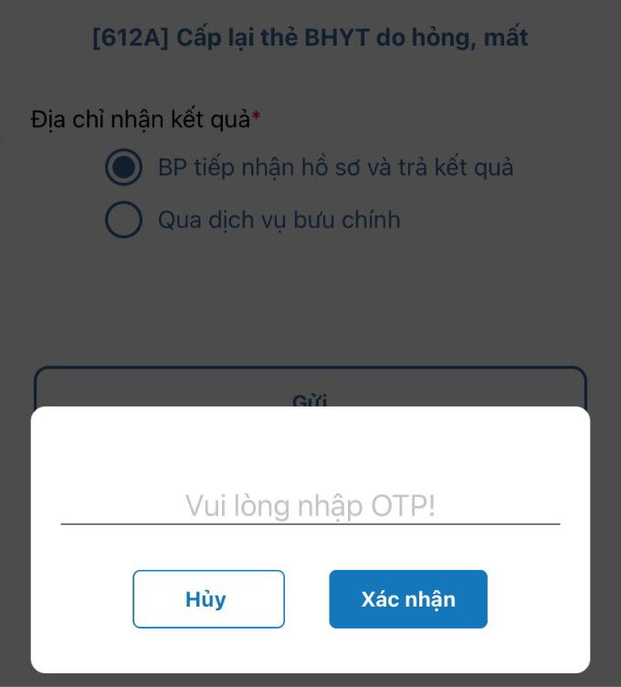 Bước 5 làm lại thẻ BHYT qua ứng dụng VssID