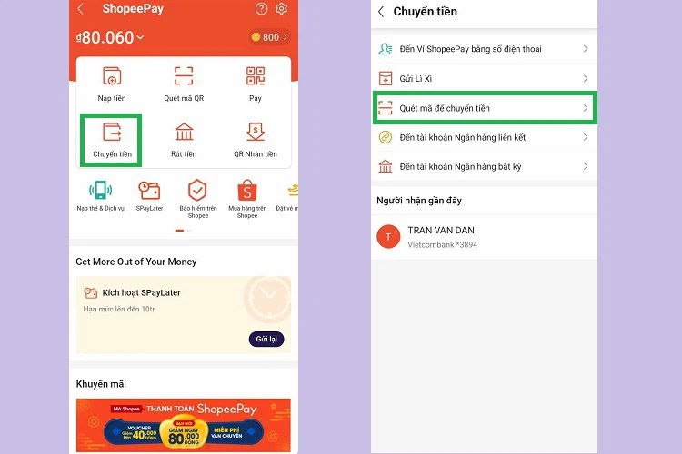 Quét mã QR để chuyển tiền