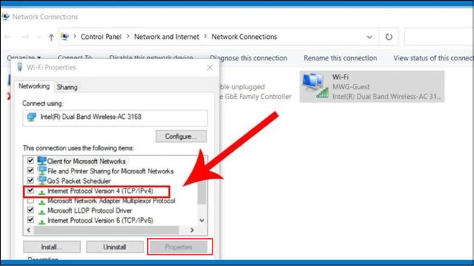 Nhấn đúp vào mục Internet Protocol Version 4