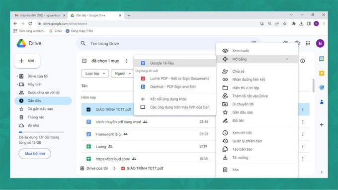 Bước 2 chuyển file PDF sang Word bằng Google Docs