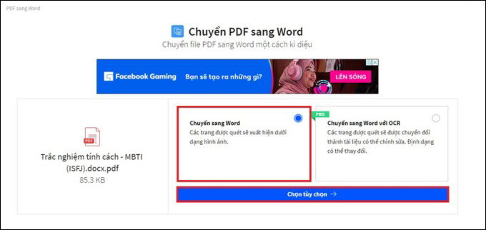 Bước 2 chuyển file PDF sang Word bằng Small PDF