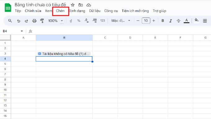 Bước 1 của cách chèn file Word vào Google Sheets dưới dạng Hyperlink