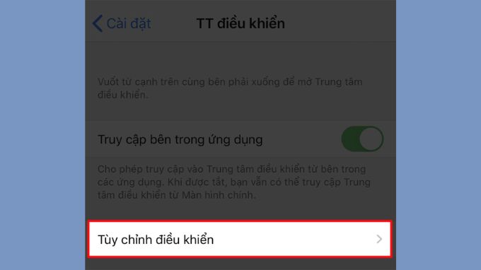 Chọn vào mục Tùy chỉnh điều khiển