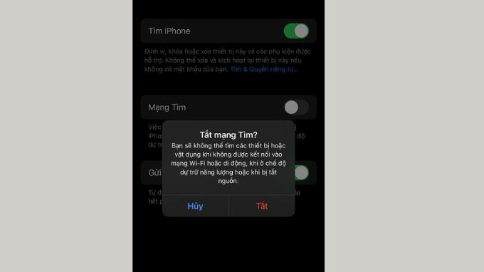 Tắt tính năng Phone is Findable