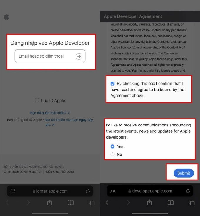 Bước 1: Đăng ký chương trình nhà phát triển Apple