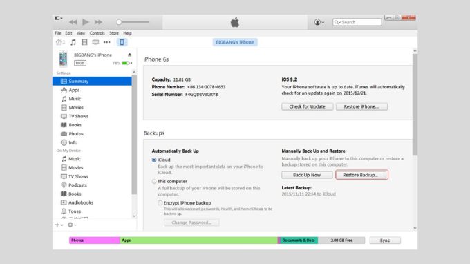 Cách chuyển dữ liệu sang iPhone 17 bằng iTunes