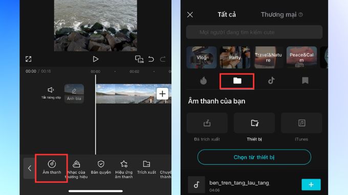 Cách chèn âm thanh vào video Capcut