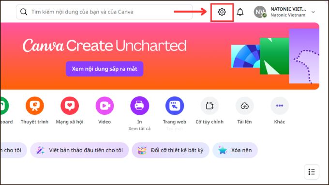 Cách đổi ngôn ngữ trên Canva web