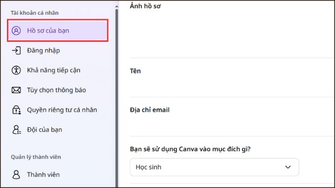 Cách chuyển đổi ngôn ngữ trên Canva bản web